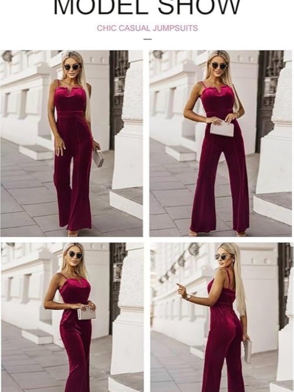 Velvet Wide-Leg Jumpsuit in Burgundy